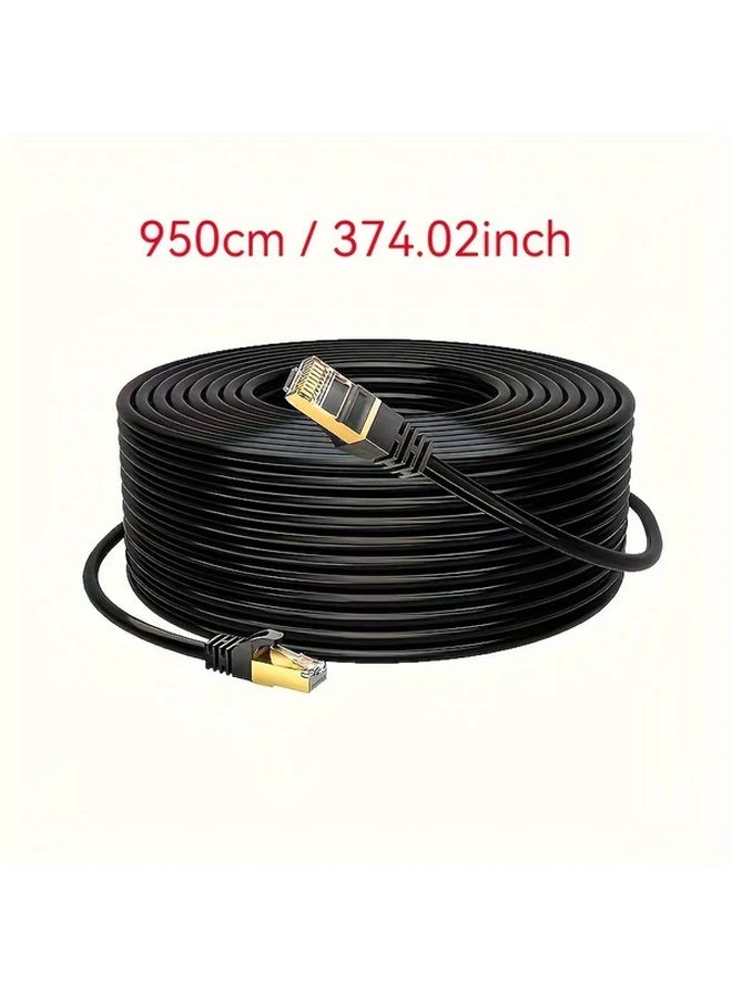 كابل إيثرنت فائق السرعة Cat 8 بطول 10 متر مع موصل RJ45 مطلي بالذهب لمودم راوتر PS4 PS5 ألعاب الكمبيوتر الشخصي باللون الأسود - Image 2