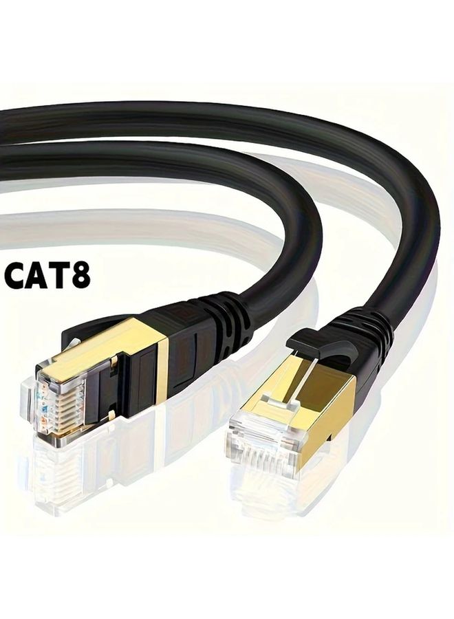 كابل إيثرنت فائق السرعة Cat 8 بطول 10 متر مع موصل RJ45 مطلي بالذهب لمودم راوتر PS4 PS5 ألعاب الكمبيوتر الشخصي باللون الأسود - Image 1