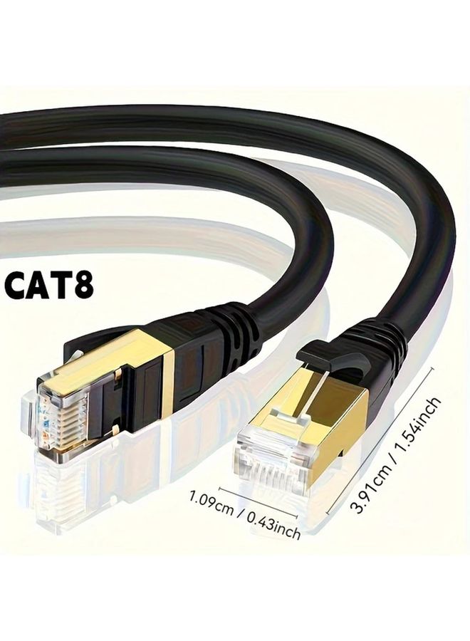 كابل إيثرنت فائق السرعة Cat 8 بطول 10 متر مع موصل RJ45 مطلي بالذهب لمودم راوتر PS4 PS5 ألعاب الكمبيوتر الشخصي باللون الأسود - Image 3