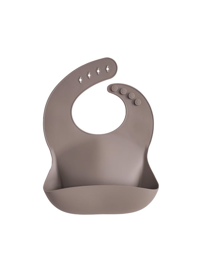 Silicone Baby Bib with Built-in Neck Fastener - Dishwasher Safe, BPA-Free Baby Feeding Set for Comfort & Cleanliness - Elegant Patterns for Stylish Bibs, 11 x 9.5 inches | Dove Gray - Image 1