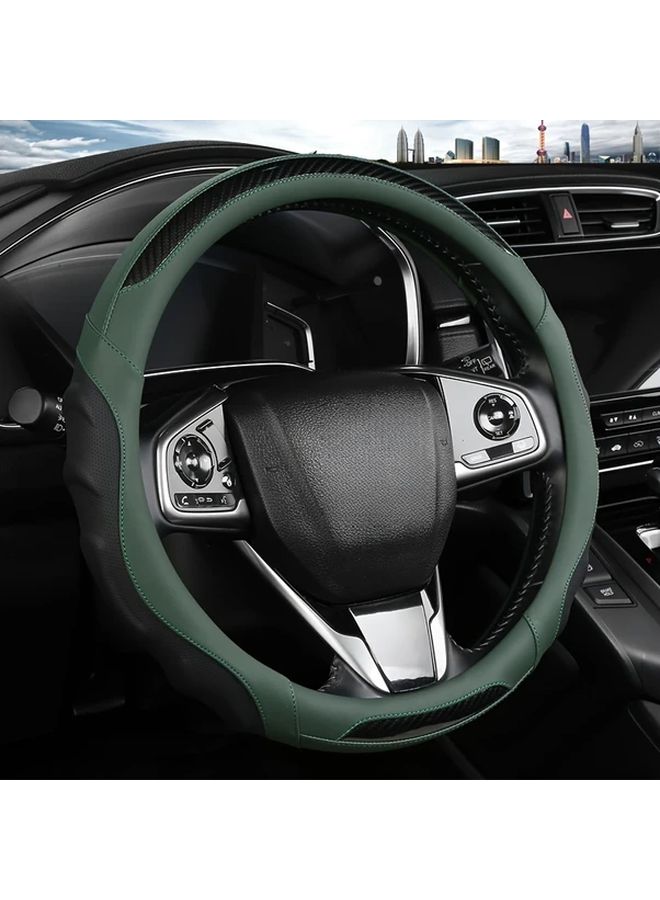 Red Nappa Carbon Fiber Steering Wheel Cover 15 Inch with Inner Ring Enhanced Grip - Image 4