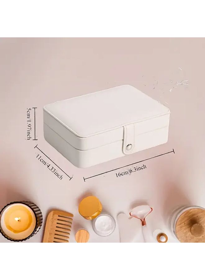 Navy Blue Jewelry Organizer Box With Black Lining Portable Square Design For Rings Earrings Bracelets Necklaces - Image 3