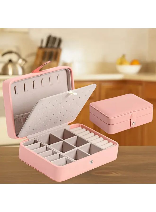 Navy Blue Jewelry Organizer Box With Black Lining Portable Square Design For Rings Earrings Bracelets Necklaces - Image 4