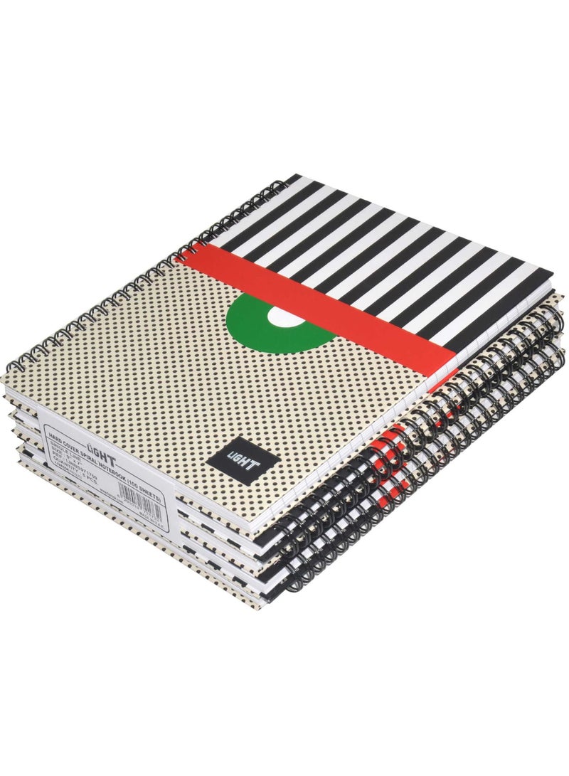 FIS LIGHT Pack of 5  Spiral Hard Cover Notebook, Single Line, 9X7 Inches (22.86 X 20.32 CM) 100 Sheets -LINBS971709 - Image 1