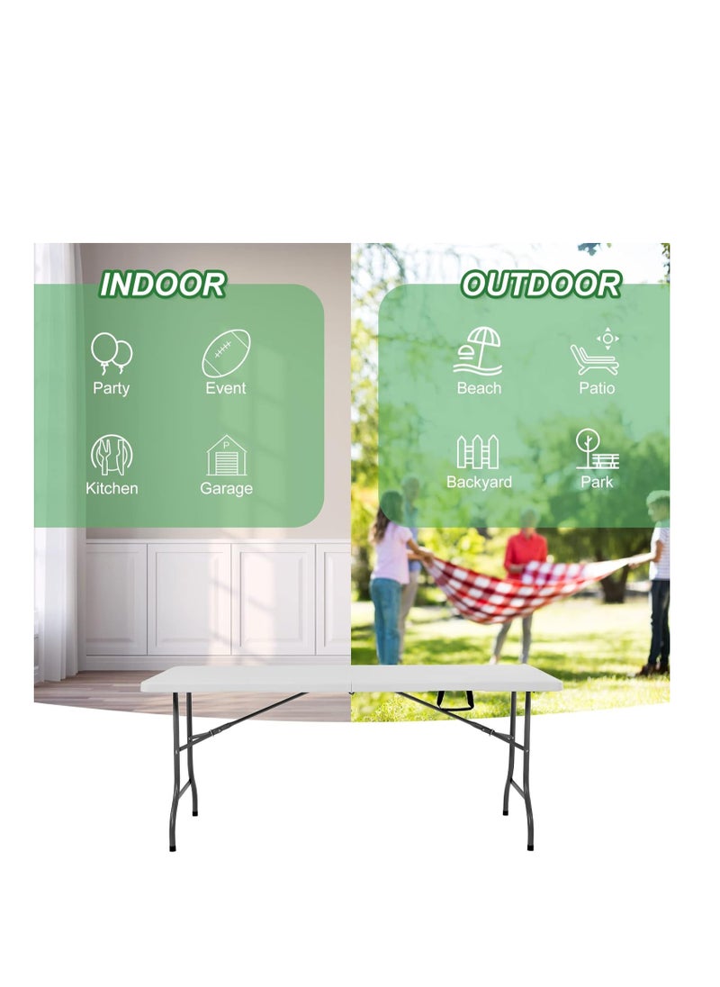Generic Rheinberg Heavy Duty Folding Table 1.80m, Picnic, Camping, Garden Table, Outdoor Dinner Table, BBQ Table (White)  - Image 3