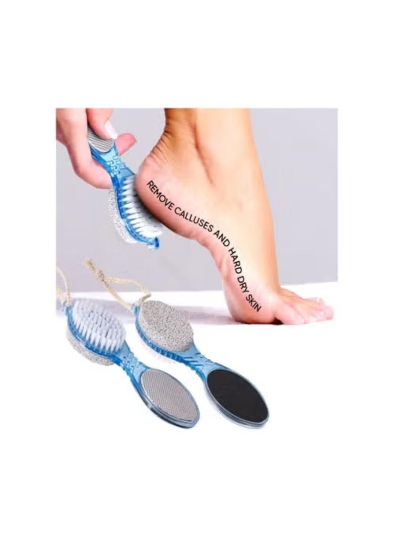فرشاة باديكير 4 في 1 مع حجر الخفاف، ومقشر، ومبرد للعناية الناعمة؛ فرشاة مانيكير متعددة الأغراض لتنظيف وتلميع القدمين والأصابع والأظافر - Image 2