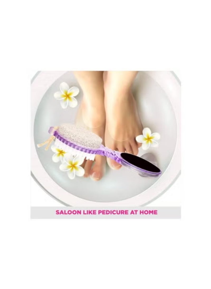 فرشاة باديكير 4 في 1 مع حجر الخفاف، ومقشر، ومبرد للعناية الناعمة؛ فرشاة مانيكير متعددة الأغراض لتنظيف وتلميع القدمين والأصابع والأظافر - Image 3