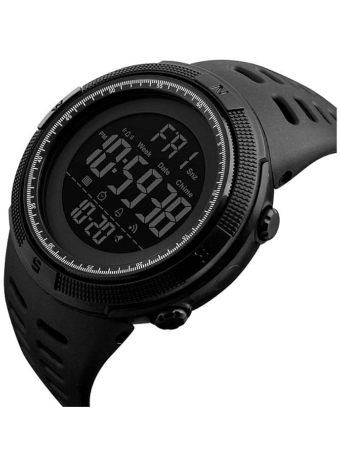 SKMEI Men's Water Resistant Rubber Strap Digital Watch Size 1251 - 49 mm - Black  - Image 1