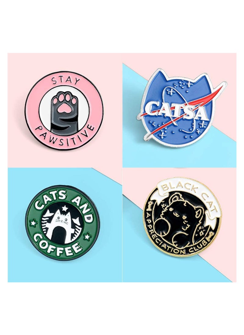 SYOSI - Cats Club Enamel Pin Cat Planet Coffee Paw Brooch Pins Badge C ute Kitten Brooches Lapel Pin Jeans Shirt Bag Jewelry with Gift Bag - Image 1
