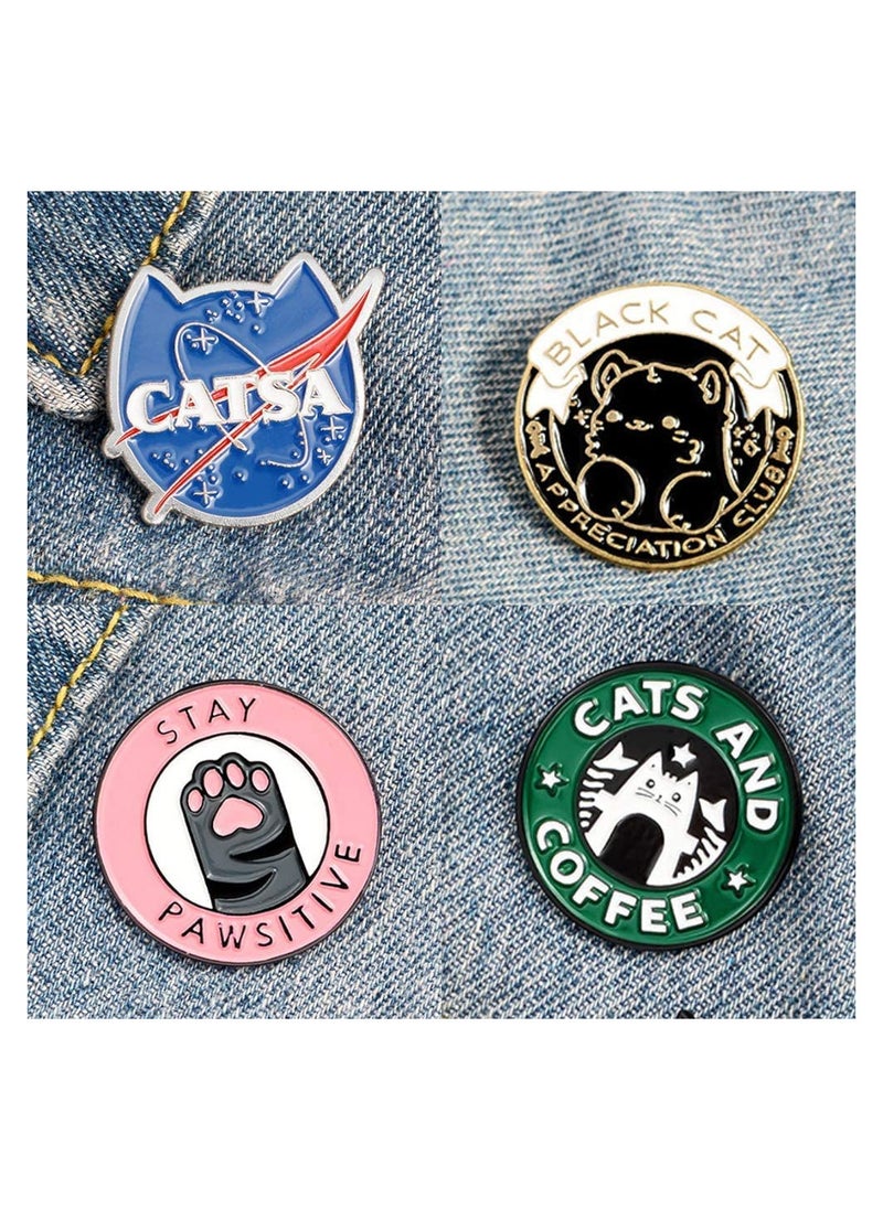 SYOSI - Cats Club Enamel Pin Cat Planet Coffee Paw Brooch Pins Badge C ute Kitten Brooches Lapel Pin Jeans Shirt Bag Jewelry with Gift Bag - Image 1