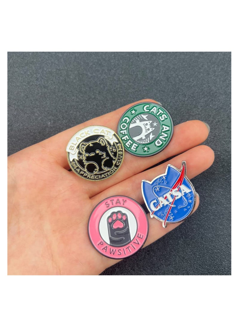 SYOSI - Cats Club Enamel Pin Cat Planet Coffee Paw Brooch Pins Badge C ute Kitten Brooches Lapel Pin Jeans Shirt Bag Jewelry with Gift Bag - Image 1