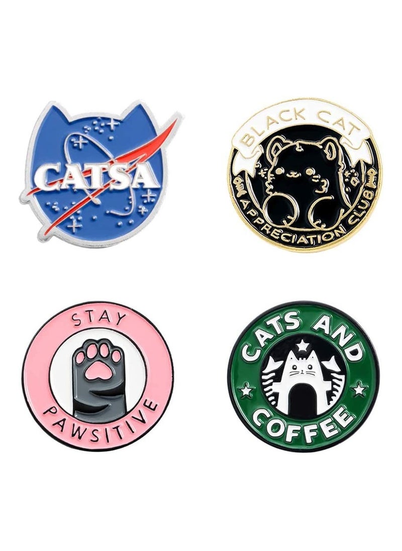 SYOSI - Cats Club Enamel Pin Cat Planet Coffee Paw Brooch Pins Badge C ute Kitten Brooches Lapel Pin Jeans Shirt Bag Jewelry with Gift Bag - Image 1