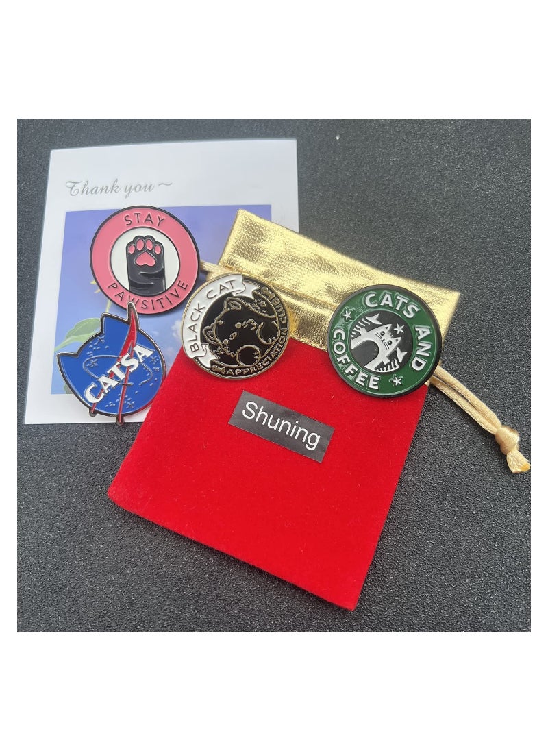 SYOSI - Cats Club Enamel Pin Cat Planet Coffee Paw Brooch Pins Badge C ute Kitten Brooches Lapel Pin Jeans Shirt Bag Jewelry with Gift Bag - Image 1