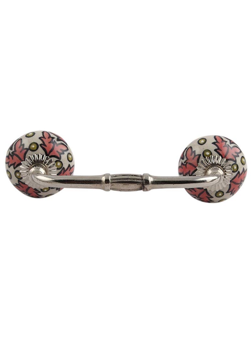 Indian-Shelf IndianShelf 1 Pack Ceramic Drawer Handles for Cabinets and Drawers Peach Dresser Pulls for Door Silver Hardware 8 Hole to Hole BH70 Ck1350 