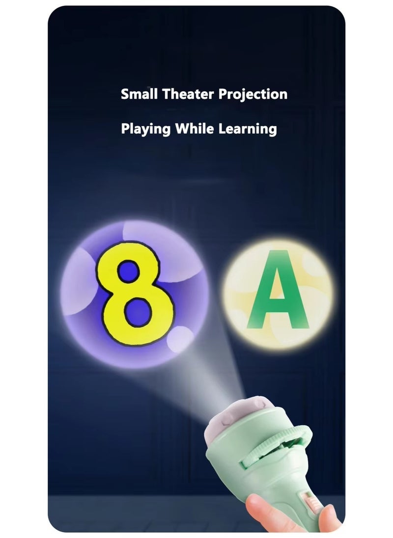 MOCOM - Kids Flashlight Projector Toy | 80 Storybook Projections & 10 Slides | Educational Bedtime Torch Lamp for Toddlers 3-6 | Interactive Learning, Sensory Play, Safe Plastic Gift for Boys & Girls - Image 1
