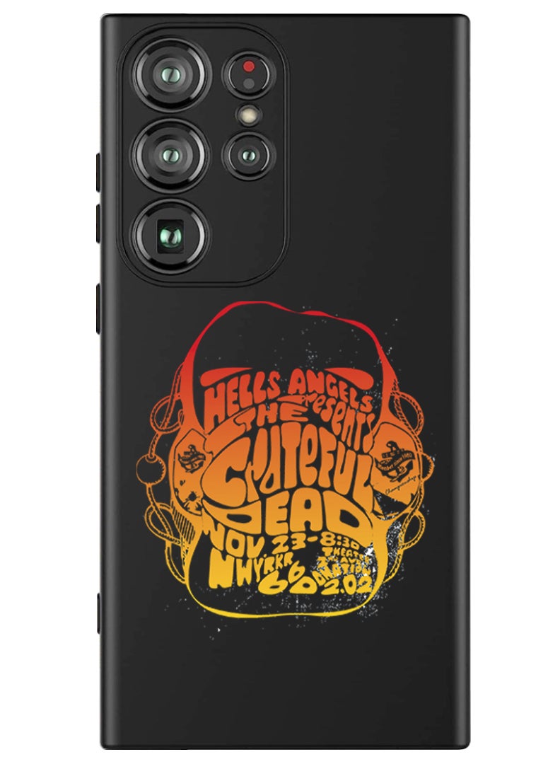 Theodor Protective Slim Fit Case Liquid Silicone Cover with Full Body Protection Anti-Scratch Shockproof Case For Samsung Galaxy S24 Ultra (Black) - Hells angels - Image 1