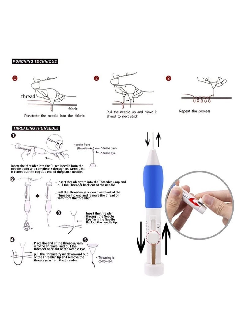 Generic - Magic Embroidery Pen Punch Needles Magic Embroidery Pen Set Punch Embroidery Needle Punch Needle Pen Set Cross Stitch Tool Kit DIY Craft for Embroidery Threaders DIY Sewing - Image 1