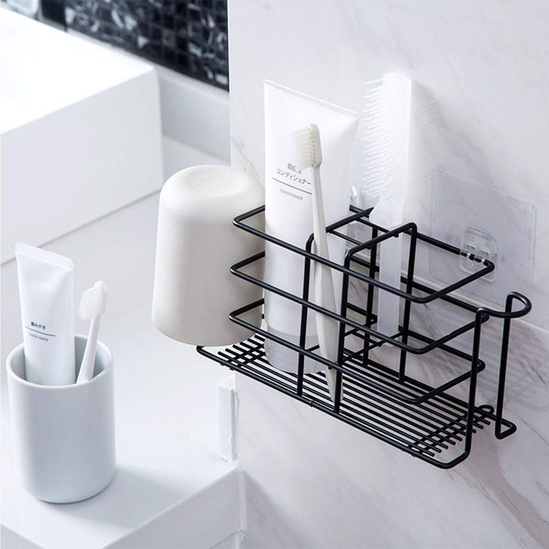 ARLICODECK Stainless Steel Toothbrush Holder Wall Mounted Toothpaste Holder Bathroom Storage Rack Organizer Kitchen Storage Shelf Rack Organizer Bathroom Shelf Pack1 - Image 1