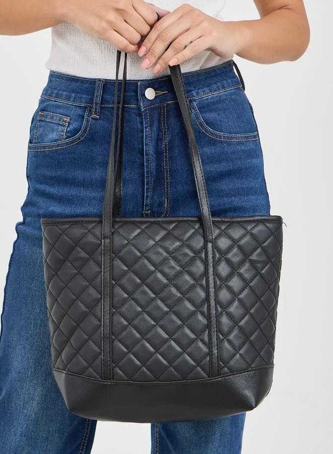 Styli Quilted Shoulder Bag with Zip Closure