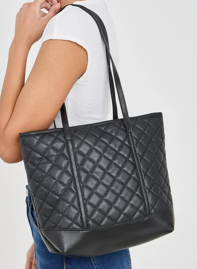 Styli Quilted Shoulder Bag with Zip Closure