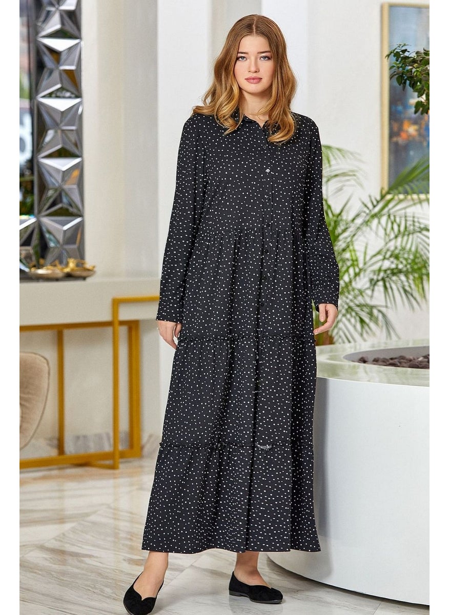 Cossy By Aqua - 23785 Women's Long Sleeve Polka Dot Dress-Black - Image 1