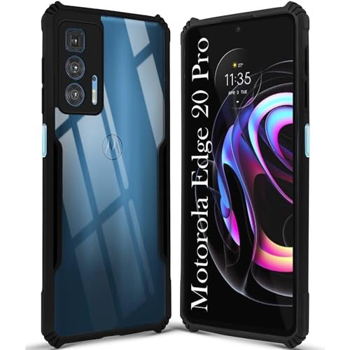 Jkobi غطاء خلفي Jkobi لهاتف Motorola Edge 20 Pro (مضاد للصدمات مع لوحة بولي كربونات شفافة | أسود احترافي) - Image 5