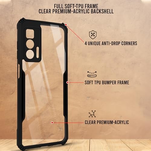 Jkobi غطاء خلفي Jkobi لهاتف Motorola Edge 20 Pro (مضاد للصدمات مع لوحة بولي كربونات شفافة | أسود احترافي) - Image 2