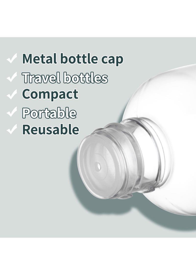 عبوات سفر 5 عبوات سعة 3.4 أونصة، حاويات قابلة لإعادة التعبئة ومضادة للتسرب لمستحضرات التجميل مع أغطية ذهبية أنيقة، مثالية لأساسيات السفر، 100 مل زجاجات بلاستيكية شفافة - Image 5