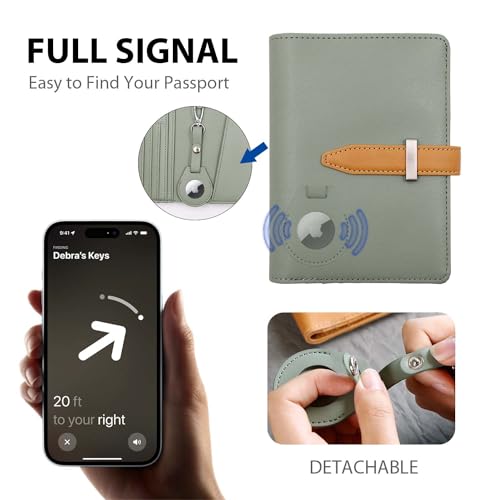 Deziliao Passport wallets, Mulit-purpose RFID Blocking Passport Holder AirTag Wallet, Travel Wallet（Moss Green） - Image 2