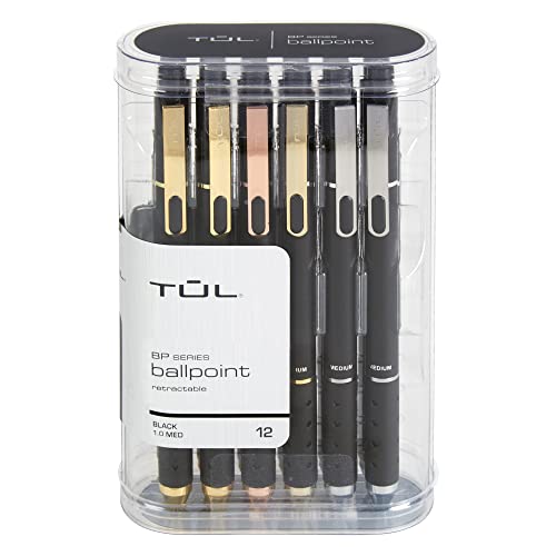 TUL® BP Series Retractable Ballpoint Pens, Medium Point, 1.0 mm, Black Barrel, Black Ink, Pack Of 12 Pens - Image 2