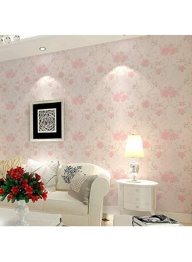 wolpin Wall Stickers Wallpaper Bedroom Peony Pink Roses (45 cm x 10 m) Bouquet Self Adhesive Wall Decoration PVC, White - Image 4