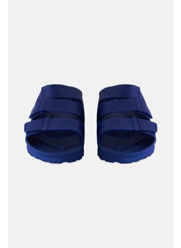 Sun Stone Men Bowie Three Velcro Strap Slide Sandals, Navy  - Image 4