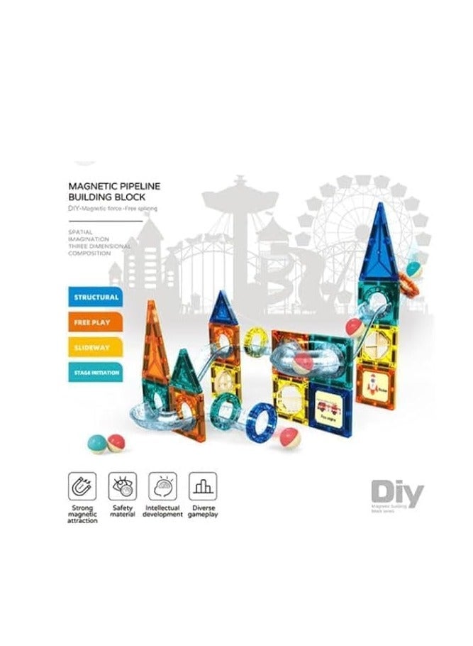 Magnetic Tiles Building Kit 73Pcs Magnetic Tiles For Kids Toddlers Magnetic Toys Educational Blocks For Boys Girls 3 Years And Above Birthday Gifts Toy - Image 1