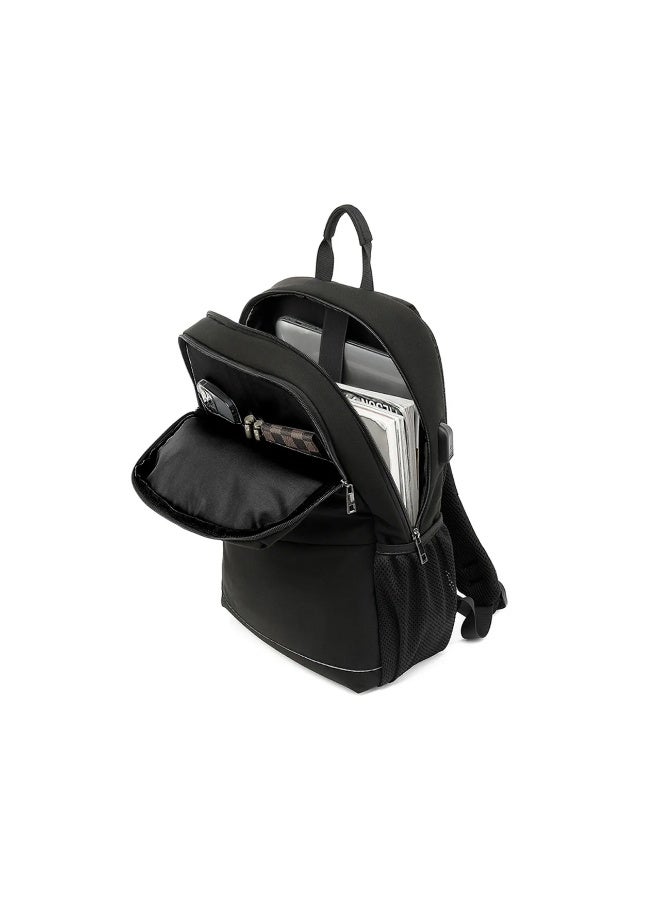 GREEN LION Rivington Backpack / Casual Travel Laptop Backpack / Fits up to 15.6" devices / Coated Fabric / Dedicated iPad Pocket / USB Charging Port / 150D Polyester / Pocket Organizer / Dual Side Mesh Pockets / Splash Proof / Durable Zipper - Black - Image 2