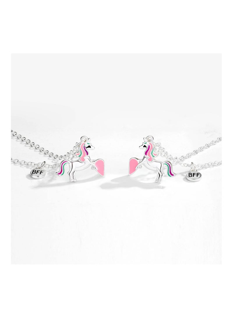 SOLARAE قلادة الصداقة، 2 قطع قلادات أفضل أصدقاء متطابقة، قلادات BFF، قلادات مغناطيسية، هدايا الصداقة للنساء والفتيات والأطفال، هدايا عيد ميلاد النساء، مجموعة قلادات مع تعليقة، مجوهرات الفتيات - Image 3