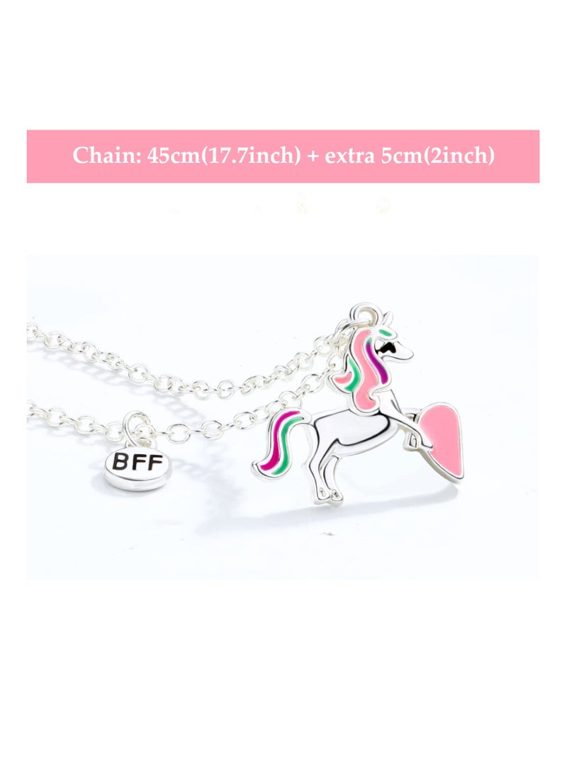 SOLARAE قلادة الصداقة، 2 قطع قلادات أفضل أصدقاء متطابقة، قلادات BFF، قلادات مغناطيسية، هدايا الصداقة للنساء والفتيات والأطفال، هدايا عيد ميلاد النساء، مجموعة قلادات مع تعليقة، مجوهرات الفتيات - Image 2