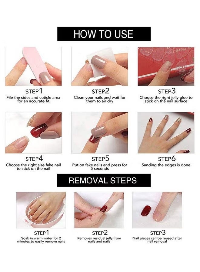 Long Luxury False Nails Tips - Nails Acrylics Full Cover Pink French Fake Nails Galaxy Nails Tips for Women and Girls 24Pcs - Image 2