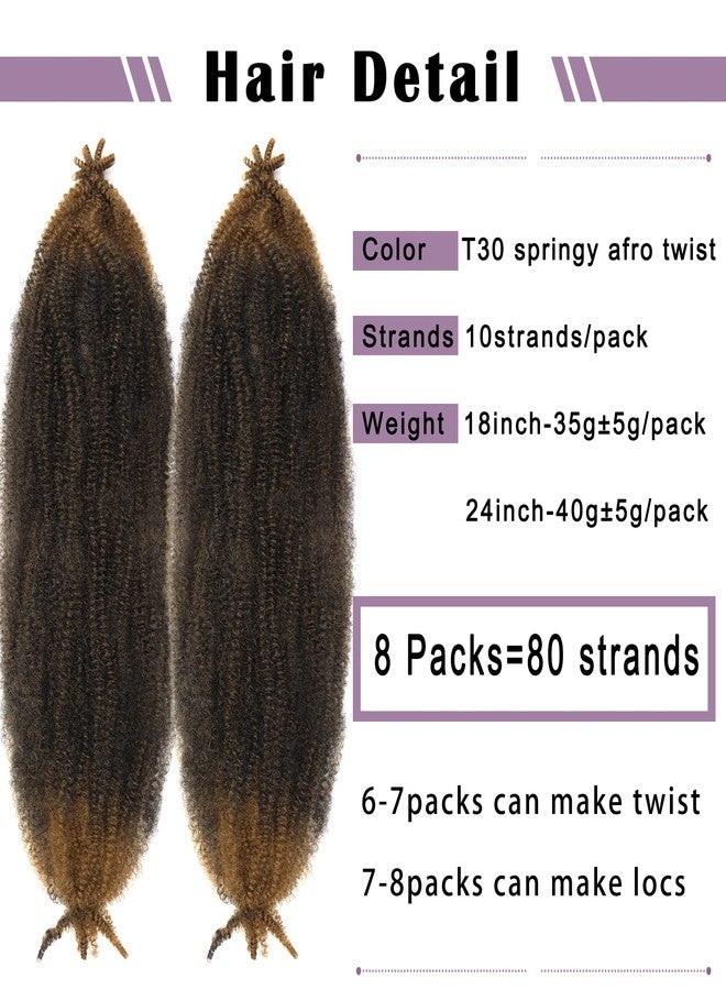 Vomella Springy Afro Twist Hair 8 Packs Marley Twist Braiding Hair Pre Separated Spring Twist Hair for Faux Locs Crochet Hair Kinky Twist for Braiding Synthetic Hair Extensions (T30#, 24inch(Pack of 8) - Image 3
