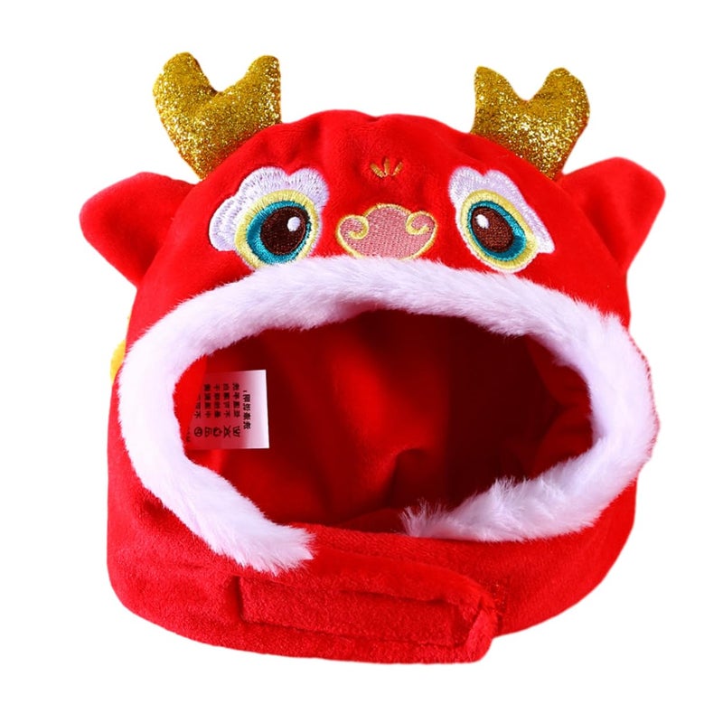 Cute Pet Dragon Hat Headdress For Cats And Dogs Holiday Celebration Costume Accessory Red - Image 2
