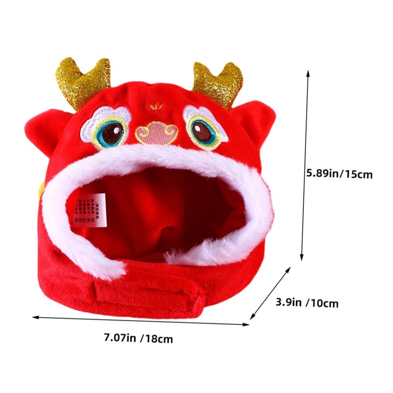 Cute Pet Dragon Hat Headdress For Cats And Dogs Holiday Celebration Costume Accessory Red - Image 3