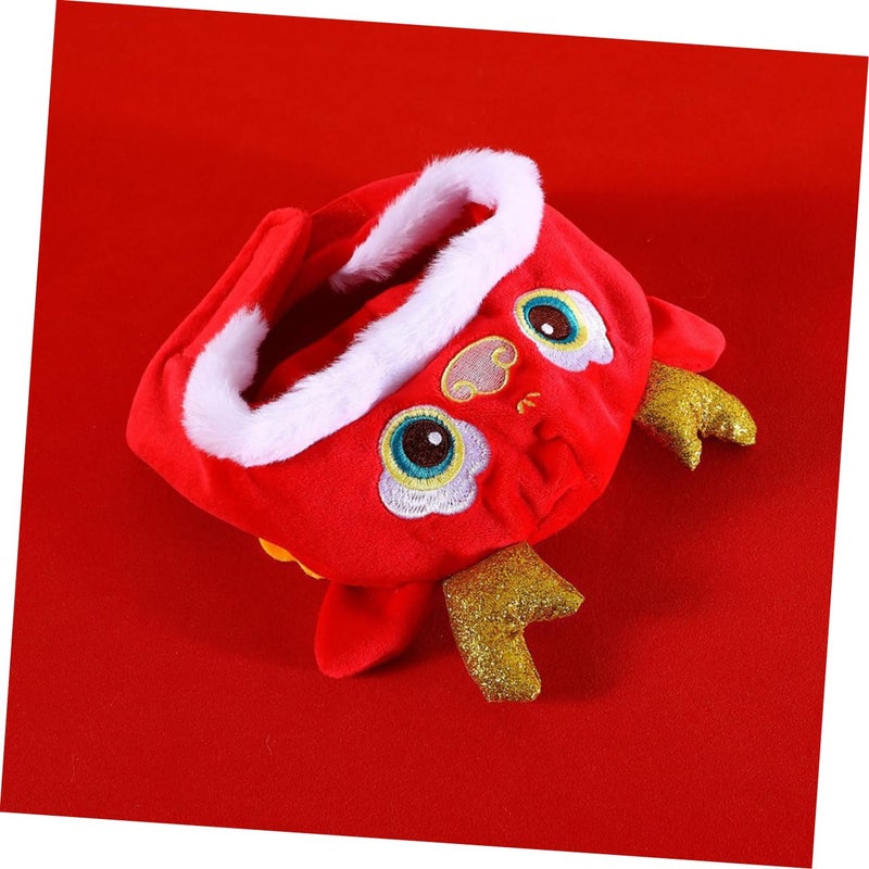 Cute Pet Dragon Hat Headdress For Cats And Dogs Holiday Celebration Costume Accessory Red - Image 4