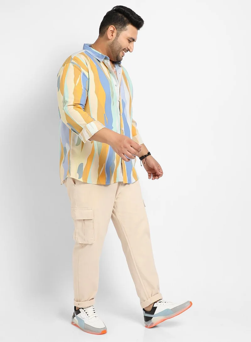 Instafab Plus  Instafab Plus Contrast Abstract Print Shirt for Men | Best Price UAE