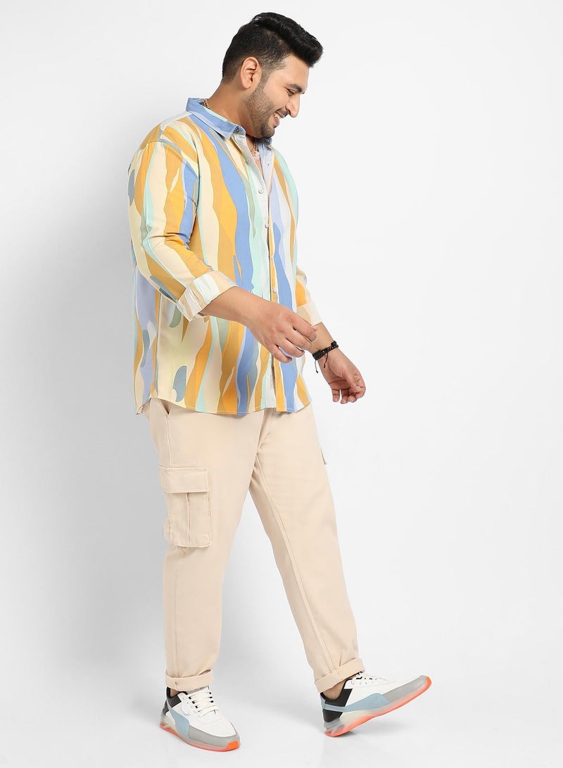 Instafab Plus Contrast Abstract Print Shirt - Image 5
