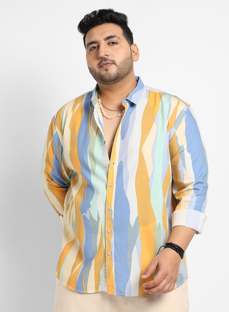 Instafab Plus Contrast Abstract Print Shirt - Image 2