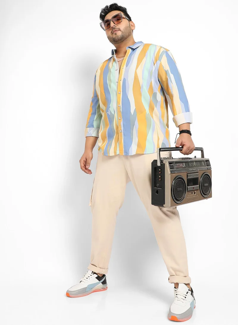 Instafab Plus  Instafab Plus Contrast Abstract Print Shirt for Men | Best Price UAE