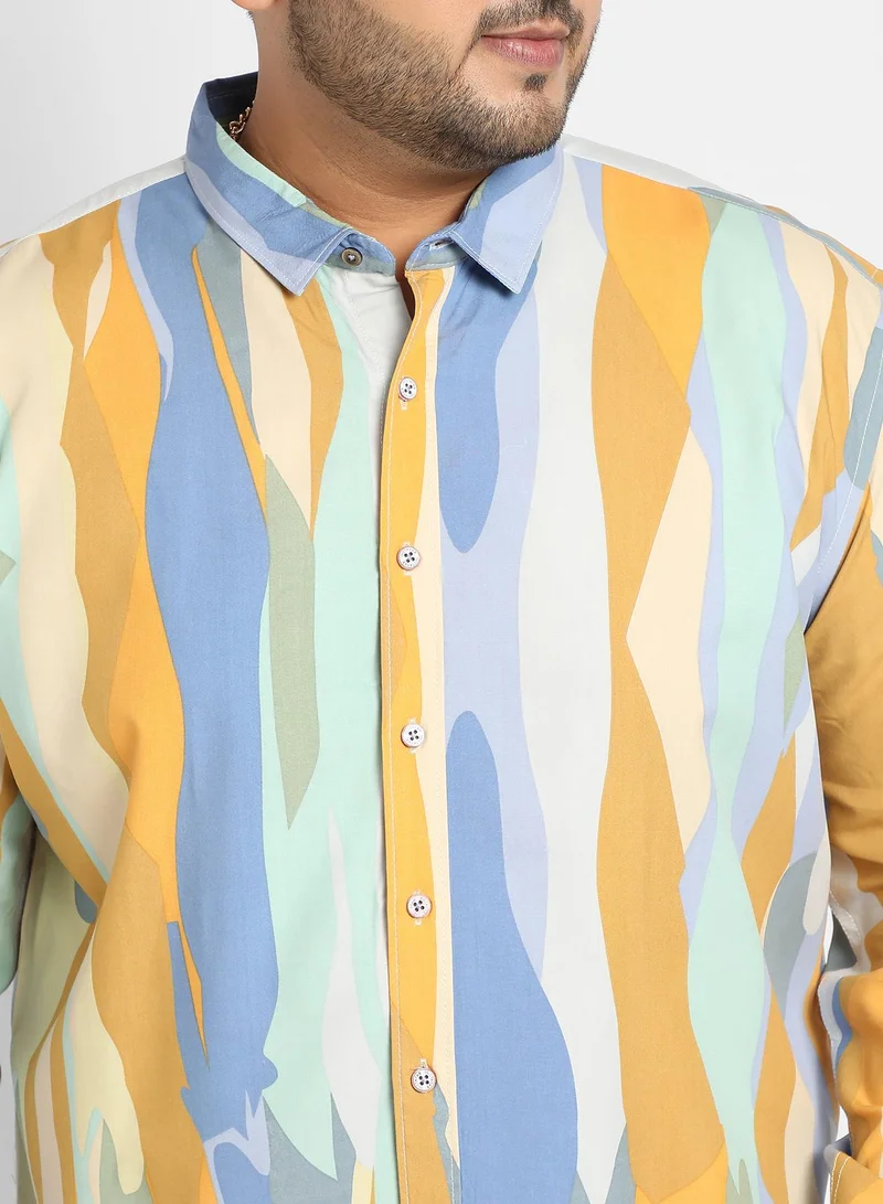 Instafab Plus  Instafab Plus Contrast Abstract Print Shirt for Men | Best Price UAE