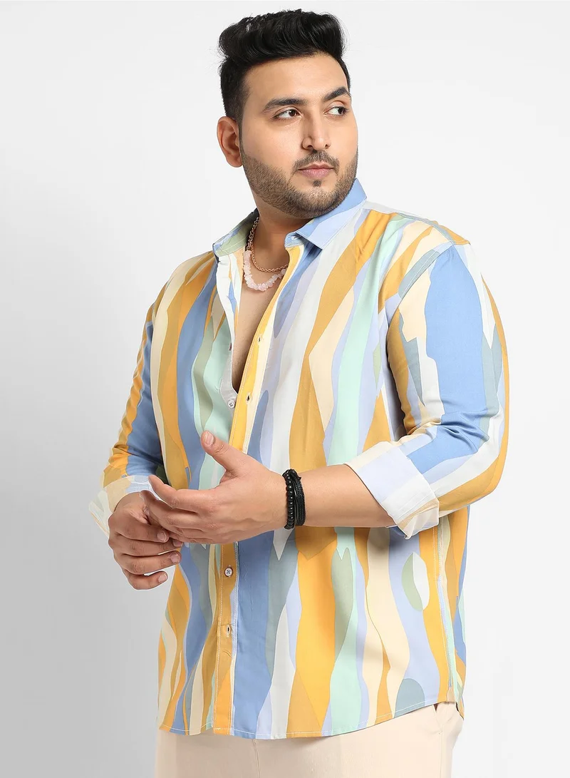 Instafab Plus  Instafab Plus Contrast Abstract Print Shirt for Men | Best Price UAE