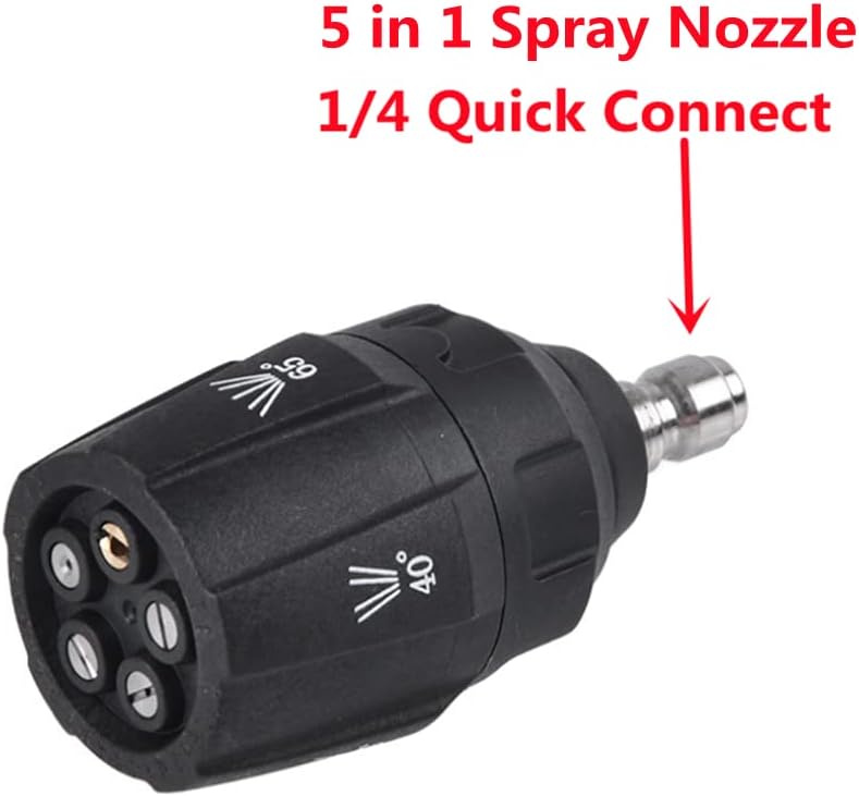 Tucool Racing 5 in 1 High Pressure Spray Nozzle with 1/4 Quick Connect (5 Settings: 0, 15, 25, 40, 65) - Image 2
