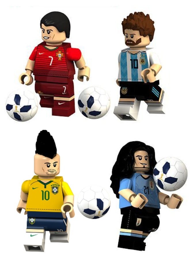 XINH 4PCS Football Star Series Characters Mini Action Figures Set, High Quality Mini Soccer Figures Series Stitching Toys Playsets for Collectors and Kids  - Image 1