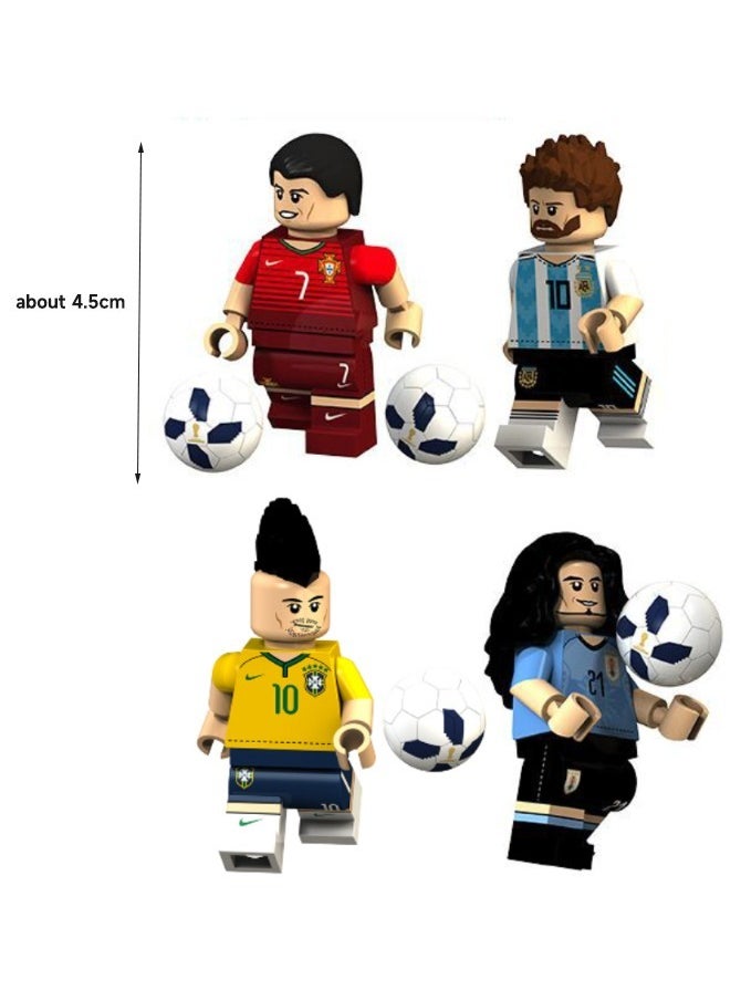 XINH 4PCS Football Star Series Characters Mini Action Figures Set, High Quality Mini Soccer Figures Series Stitching Toys Playsets for Collectors and Kids  - Image 2